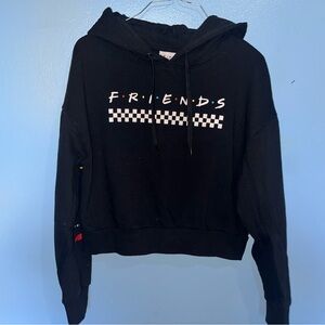 Friends Croptop Hoodie, Black Medium